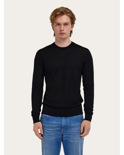 Ferragamo Blue Crew Neck Pullover for men