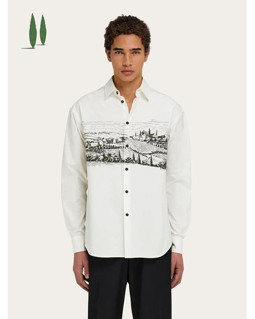 Uomo Camicia Con Stampa di Ferragamo in White da Uomo