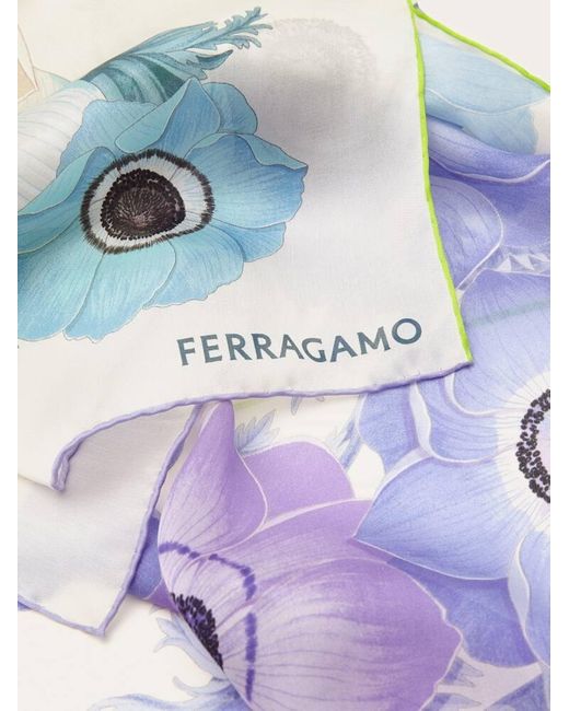 Ferragamo Green Women Anemone Print Silk Scarf