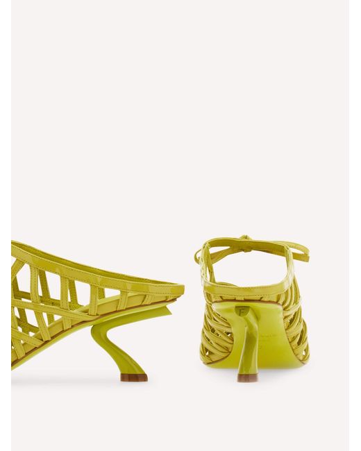 Ferragamo Yellow S-Shaped Heel Mule