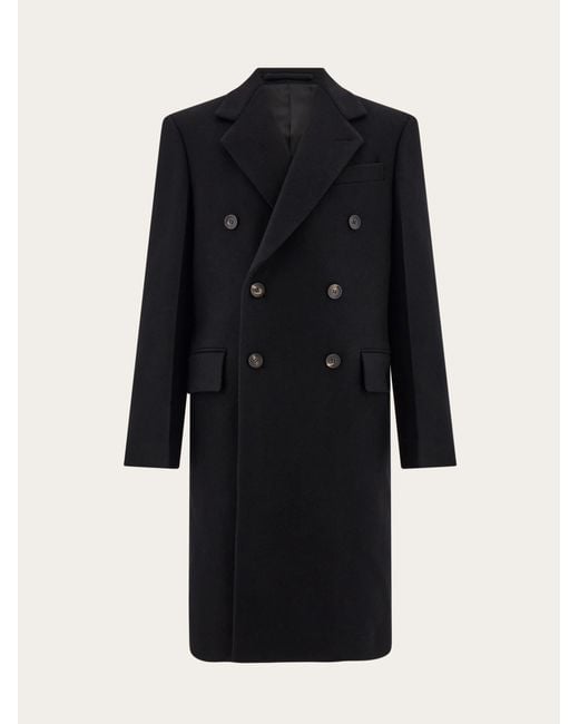 Ferragamo Black Double Breasted Coat for men