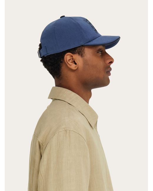 Ferragamo Blue Macro Logo Baseball Cap for men