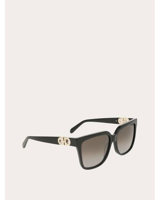 Ferragamo Gray Square Frame Sunglasses