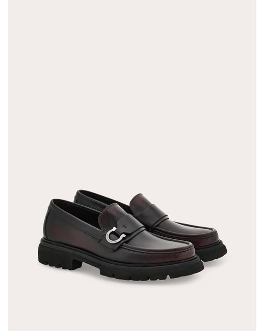 Ferragamo White Loafer With Gancini Detail for men