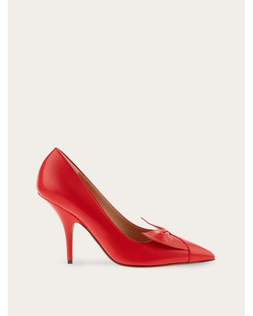 Ferragamo Red Soft Bow Pump