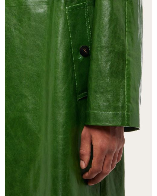 Cappotto monopetto in nappa di Ferragamo in Green da Uomo