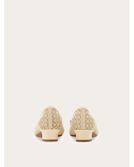 Ferragamo Natural Macramé Vara Bow Pump