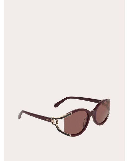 Ferragamo Pink Oval Frame Sunglasses
