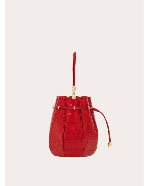 Ferragamo Red Bucket Bag With Inlays (s)