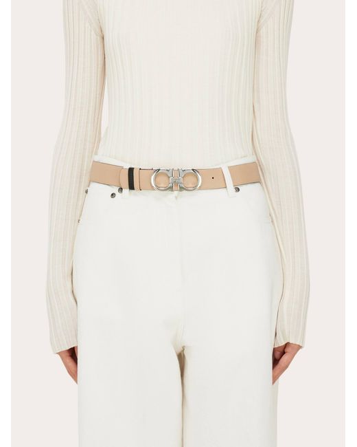 Ferragamo Natural Reversible And Adjustable Gancini Belt