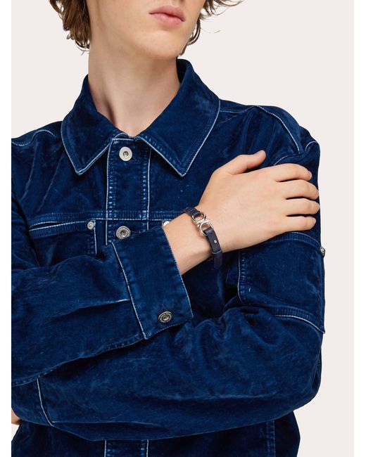 Ferragamo White Braided Gancini Bracelet for men