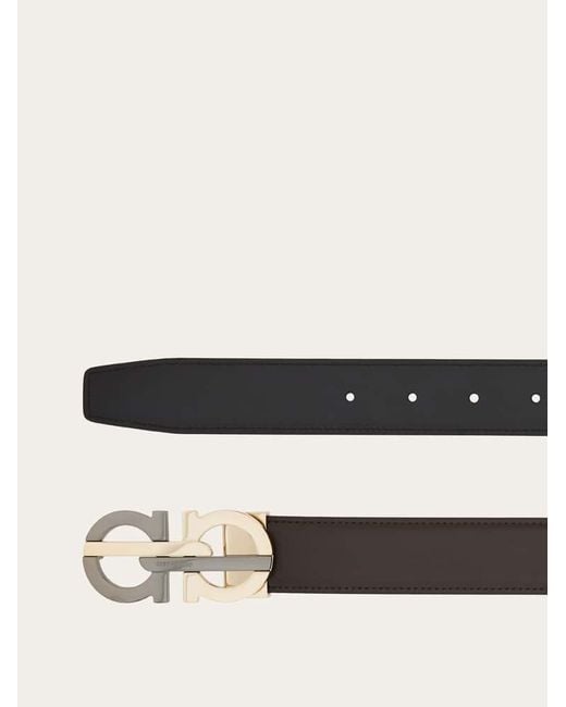 Ferragamo White Reversible And Adjustable Gancini Belt for men