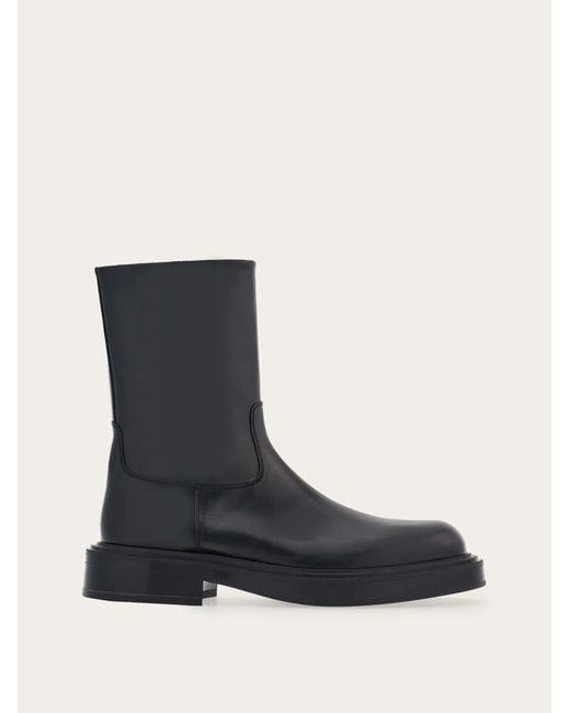 Ferragamo Black Ankle Boot With Rounded Toe for men
