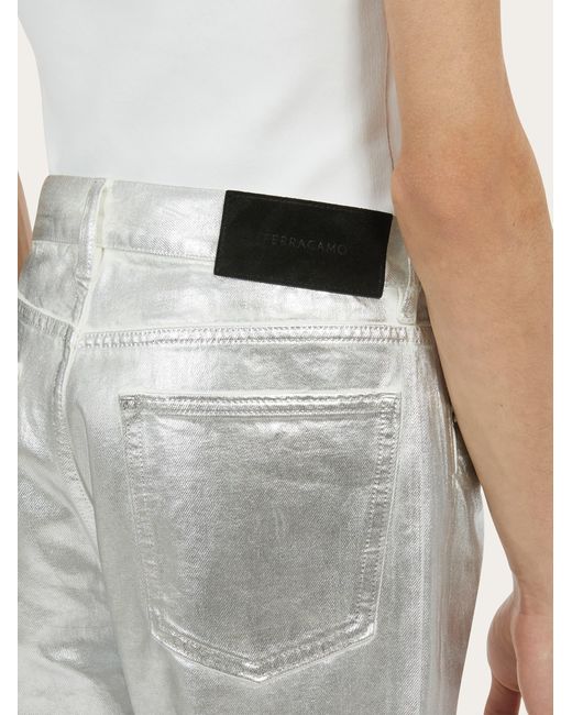 Ferragamo Herren 5-Pocket-Hose, Metallic-Optik in Gray für Herren