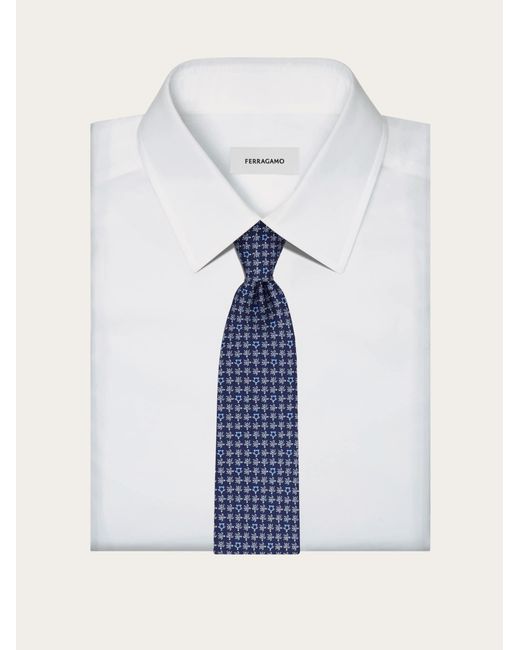 Ferragamo Blue Turtles Print Silk Tie for men