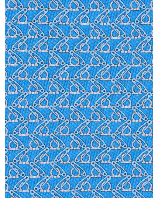 Ferragamo Blue Safety Pin Print Silk Tie for men