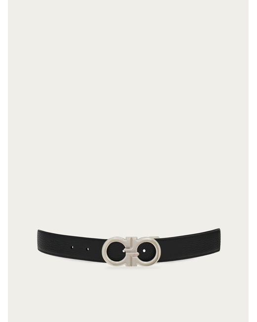 Ferragamo White Reversible And Adjustable Gancini Belt for men