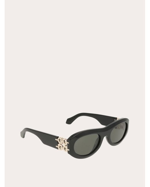 Ferragamo Black Oval Frame Sunglasses