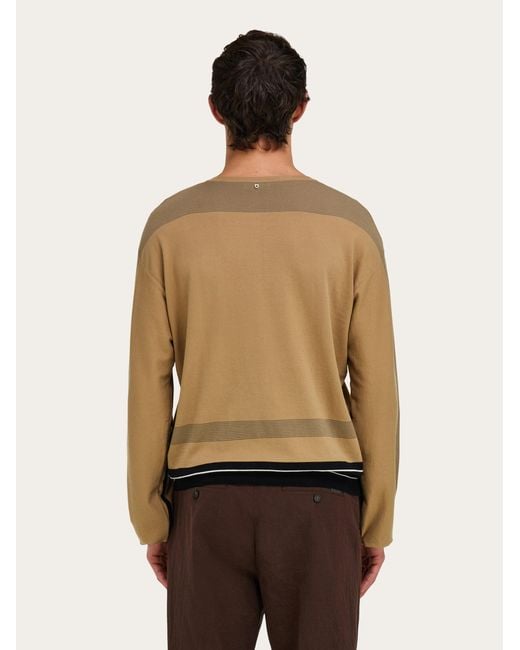Ferragamo Green V-Neck Sweater for men