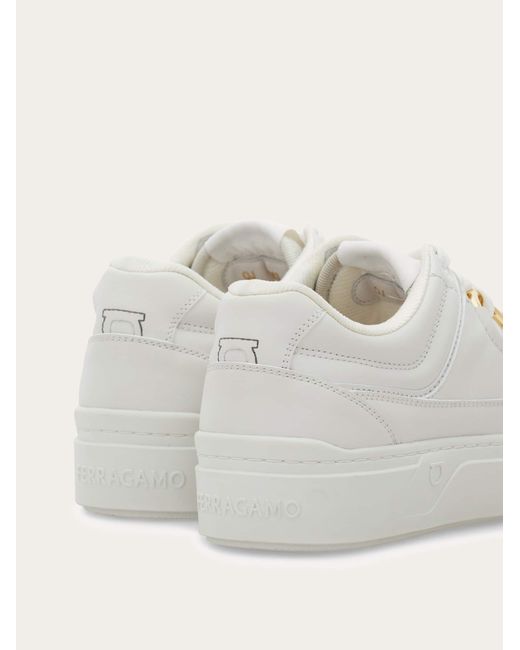 Ferragamo White Gancini Sneaker