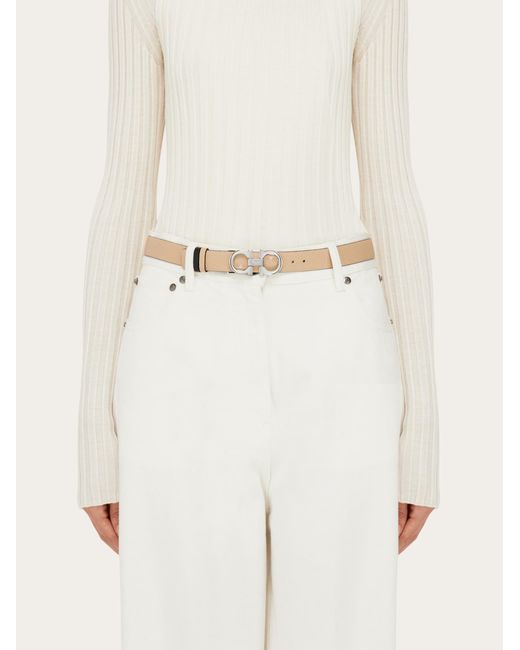 Ferragamo Natural Reversible And Adjustable Gancini Belt