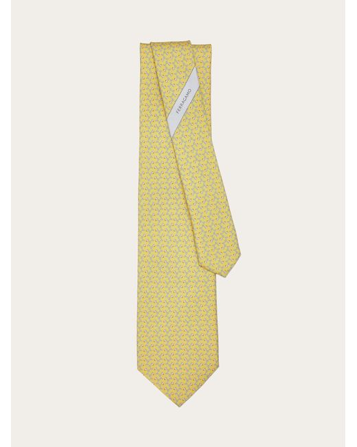 Ferragamo Yellow Tag Print Silk Tie for men