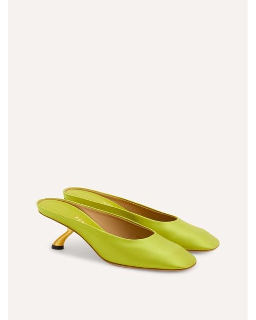 Ferragamo Yellow S-Shaped Heel Mule .5