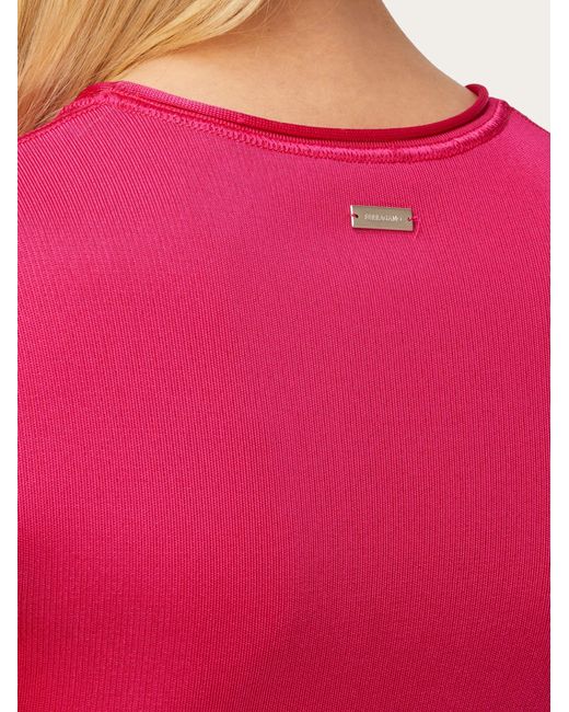 Ferragamo Pink Women Long Sleeved Ribbed Top