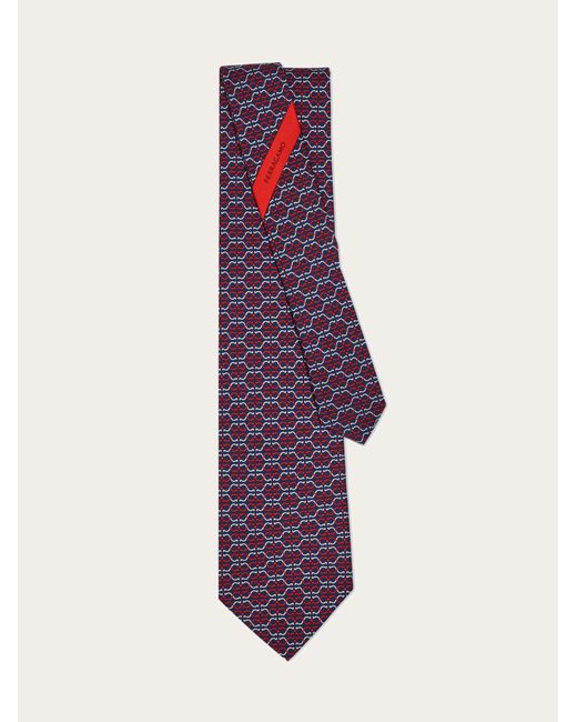 Ferragamo Purple Gancini Print Silk Tie for men