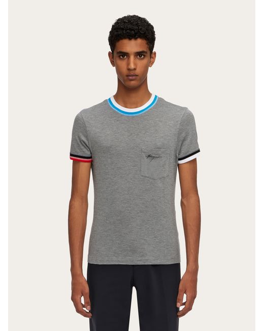 T-shirt con bordi color block di Ferragamo in Gray da Uomo