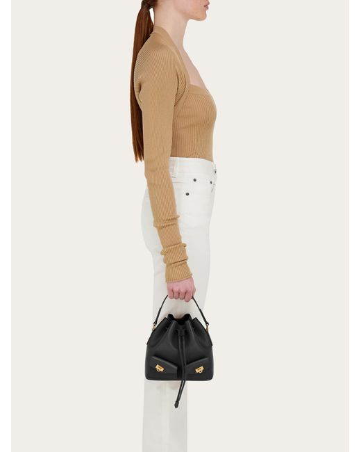Ferragamo Blue Multipocket Bucket Bag