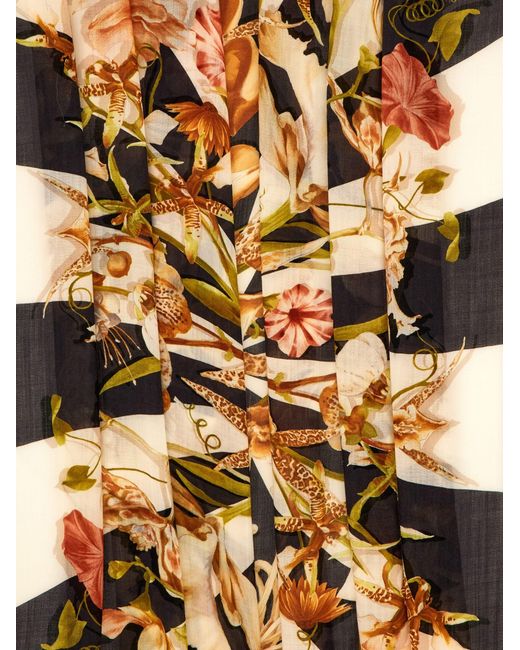 Ferragamo Black Floral Bloom Print Shawl