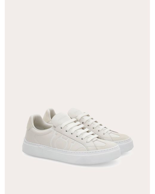 Ferragamo White Gancini Sneaker for men