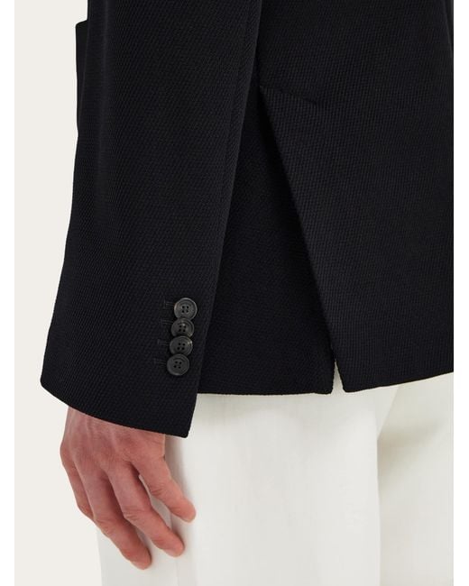 Ferragamo Blue Single Breasted Jersey Blazer for men
