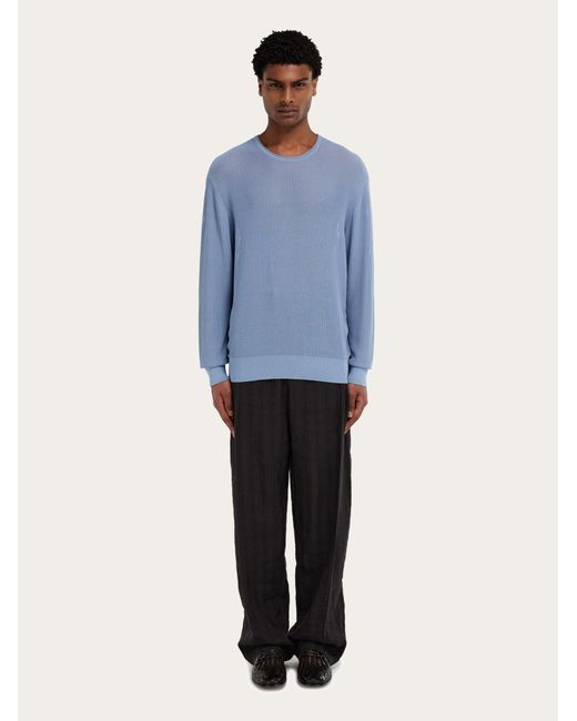 Ferragamo Blue Crew Neck Sweater for men