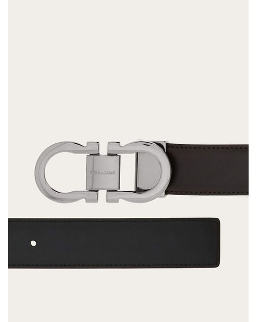 Ferragamo White Reversible And Adjustable Gancini Belt for men