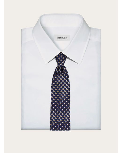 Ferragamo Blue Mallard Print Silk Tie for men
