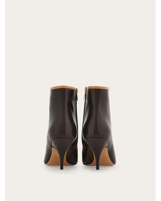 Ferragamo Black Pointed Ankle Boot With Mini Bow Detail
