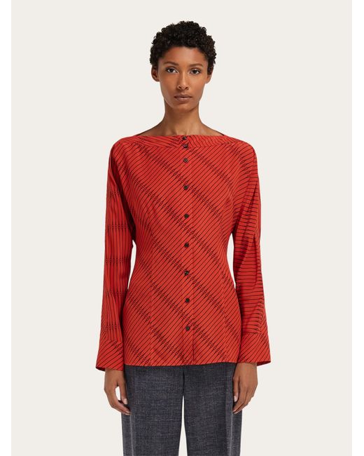 Ferragamo Red Silk Shirt