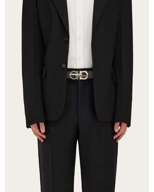 Ferragamo White Reversible And Adjustable Gancini Belt for men
