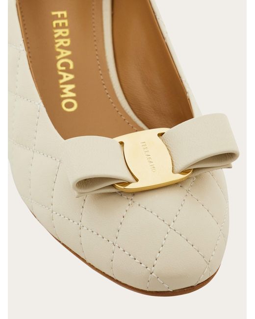 Ferragamo Natural Quilted Vara Bow Pump .5