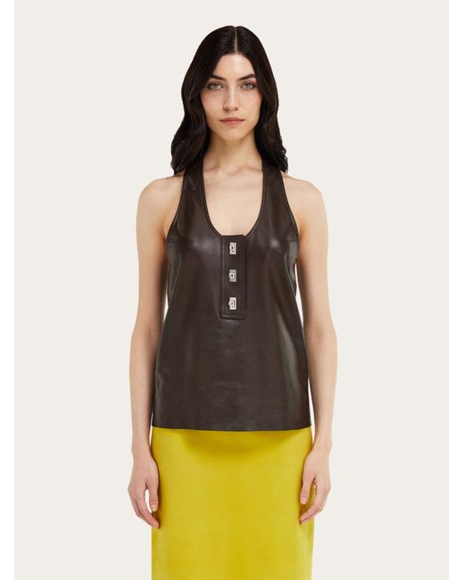 Ferragamo Black Nappa Racer Back Vest