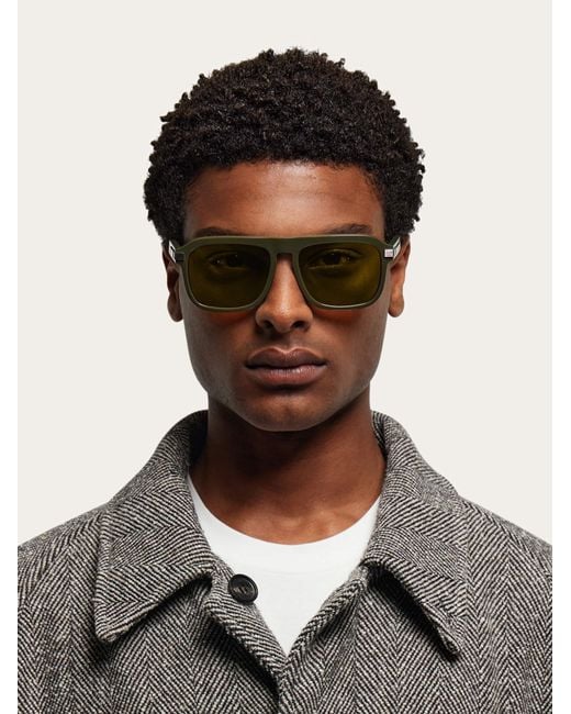 Ferragamo Natural Rectangular Frame Sunglasses for men