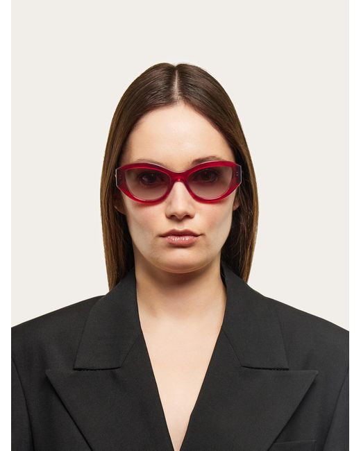 Ferragamo Red Oval Frame Sunglasses