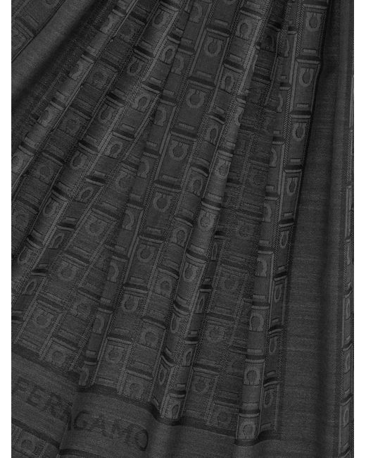 Ferragamo Black Gancini Monogram Jacquard Stole for men