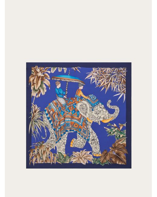 Ferragamo Black India Print Silk Double Face Scarf