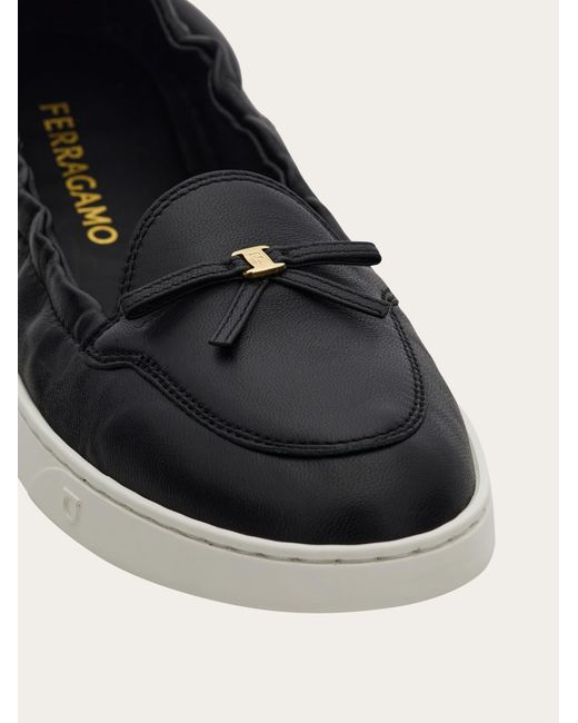 Ferragamo White Flexible Loafer With Mini Bow