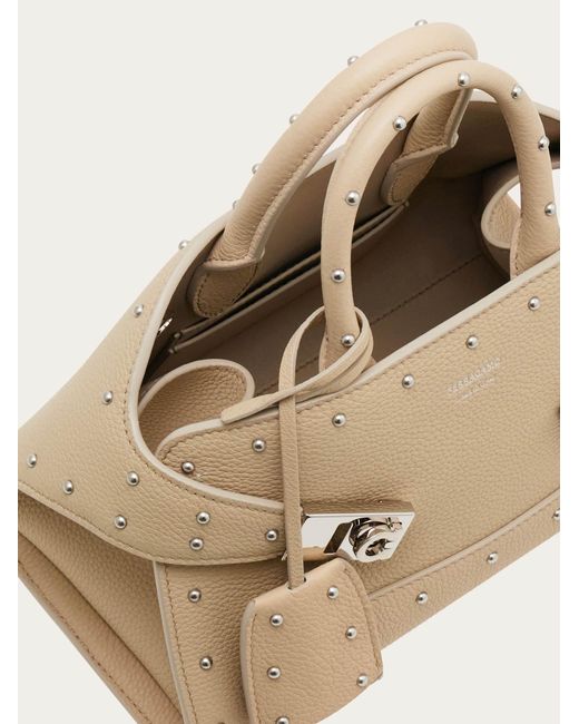 Ferragamo Natural Hug Handbag With Studs (Xs)