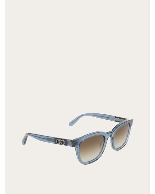 Ferragamo Blue Square Frame Sunglasses for men