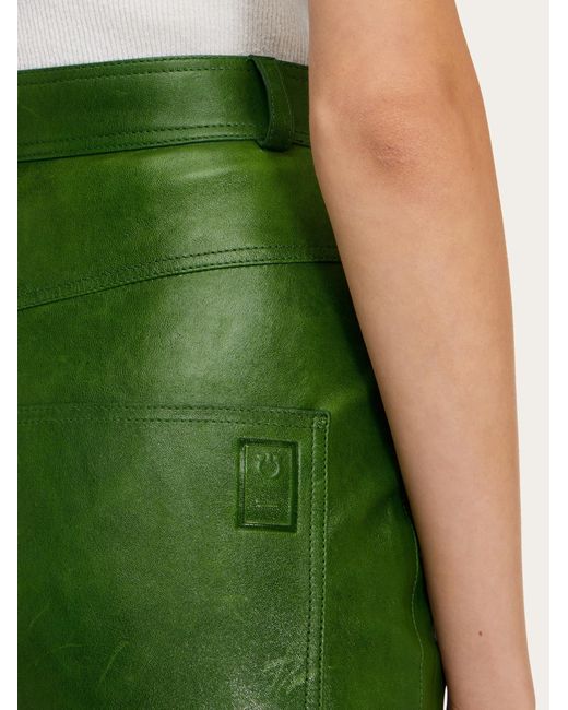 Ferragamo Green Women Five Pocket Nappa Trouser